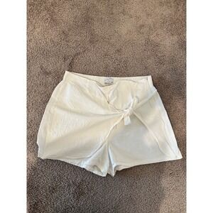 Bershka White Tie-Waist Shorts Elastic Waist Casual Summer‎ Beach Size 12